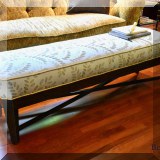 F03. Custom upholstered bench with vines. 19”h x 60”w x 18”d - $325